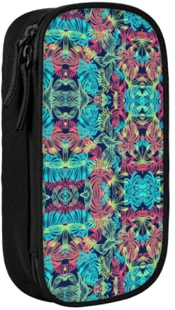 OTTKGGA Illustration Digital Art Leaf Double-Layer Pencil Case Pen Bag Large Capacity School Office Travel Makeup