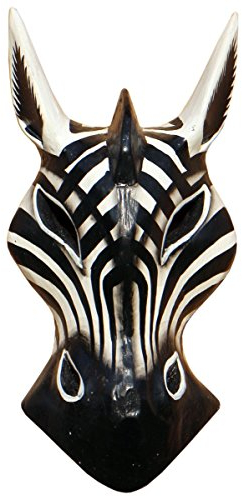 Wogeka Schöne 20 cm Zebra Holz Maske Afrika Wandmaske Handarbeit Bali Maske75