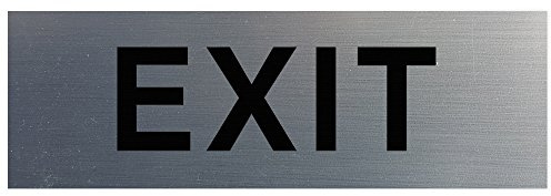 All Quality Basic Exit Wall or Door Sign - Simple & Clear To Ensure Safety | Easy to Install - Silver - Small (1 Pack)
