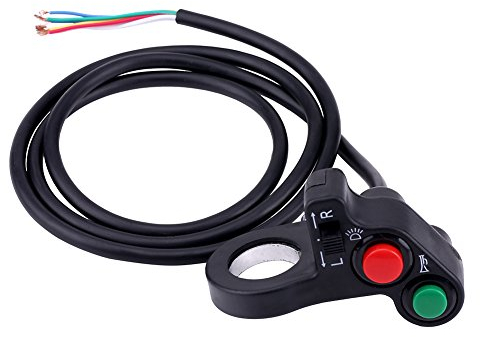 Keenso Lenkerschalter, ATV 22mm integrierter Lenkerschalter mit 3 Tasten für Scheinwerfer, Blinklicht und Hupe Universal für Motorrad, Roller, ATV