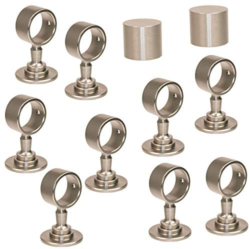 2 Endkappen und 9 Seilträger Nickel matt für 30mm Handlaufseil