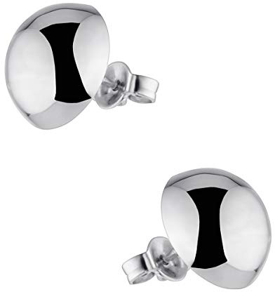 Halbkugel Ohrstecker Silber 925 rhodiniert Ø 4-15mm für Damen SO-88 | Kugel Ohrring rund flach aus hautfreundlichem Sterlingsilber incl Schmuck Box von MATERIA by Matthias Wagner