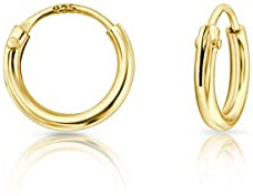 DTPsilver® Boucles d'Oreilles Or Créoles Femme Plaqué Or Épaisseur 1.5 mm