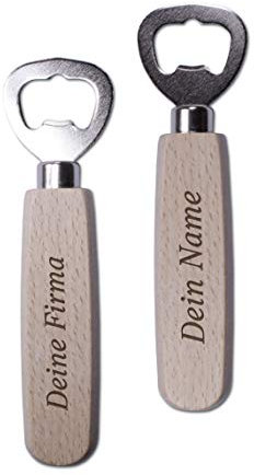 Abrebotellas de madera de aliso con grabado personalizado, abrebotellas de cerveza clásico con texto o logotipo propio, abrebotellas de aprox. 14 x 4 x 1,8 cm