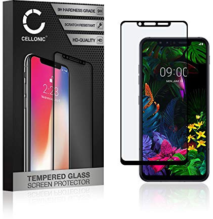 CELLONIC Screen protector glass compatible with LG G8s ThinQ (3D Case-friendly, 9H 0.33mm Full Glue) Tempered Glass Black Screen Protector Glass