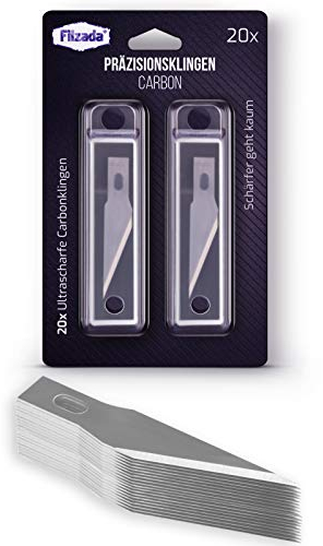 Filzada® 20x Skalpell Klingen - Skalpell Messer/Bastelmesser Klingen/Skalpell Ersatzklingen - Extra Scharfe Klinge inkl. Aufbewahrungsbox