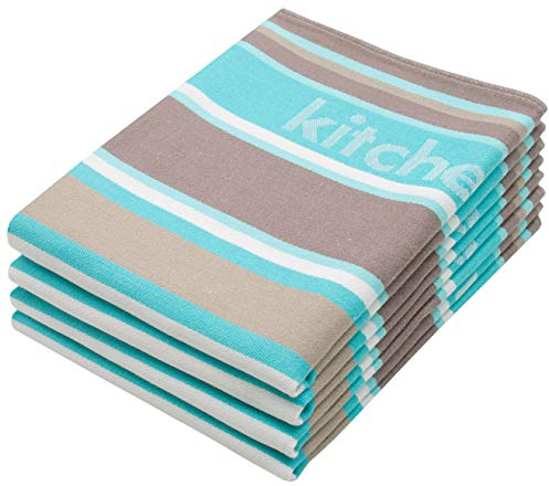 ZOLLNER 4er Set Geschirrtücher Baumwolle in 50x70 cm - saugstarke und langlebige Küchentücher - waschbar bis 60°C – in Mint gestreift - Gastronomiequalität - Oeko Tex® Zertifiziert