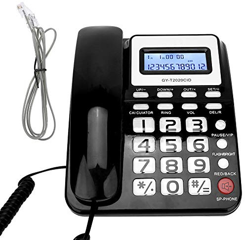 Desktop Corded Telephone, Landline Telephone with Big Buttons, Caller ID Display, Phone Calls Record Checking, Calculator, for Home Office Hotel