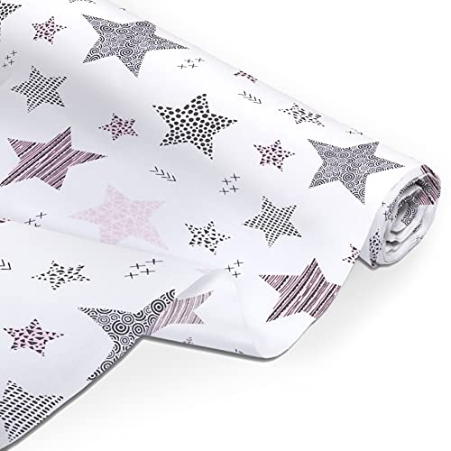 Amilian Baumwollstoff Meterware, Stoffe, Stoffreste, Stoffpaket: ca. 160 cm x 200 cm, zum Nähen, für Patchwork 100% Baumwolle DIY Baumwollstoff, Baumwolltuch, Nähstoffe, Sternschnuppe Rosa