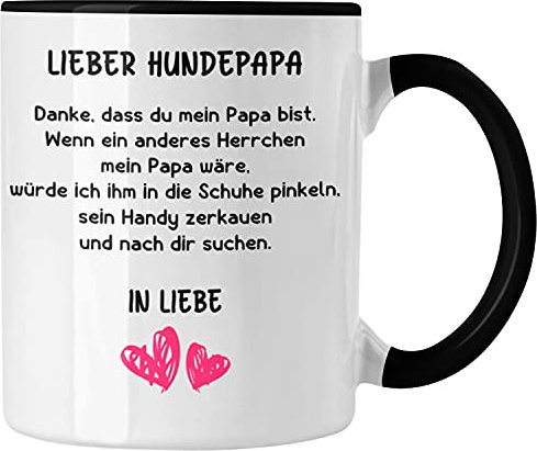 Trendation - Hunde Papa Geschenk Tasse mit Spruch für Hundepapa (Schwarz)