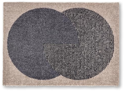 Rutschfeste Fußmatte Indoor - Beige-anthrazit 50 x 70 cm (Rechteckig) | Eingangsbereich Fussmatte innen Schmutzfangmatte pflegeleicht Sauberlaufmatte robust Türmatte Haustür waschbar bei 30°C