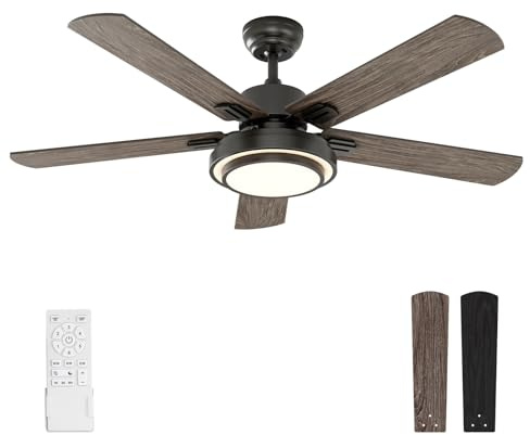 warmiplanet Deckenventilator mit Lichtern und Fernbedienung, 132,08 cm, Schwarz (5 Klingen)
