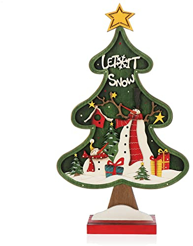 com-four® Espositore decorativo per Natale - Abete di Natale in legno - Albero di Natale da decorare e regalare (01 pezzo - abete verde 39cm)