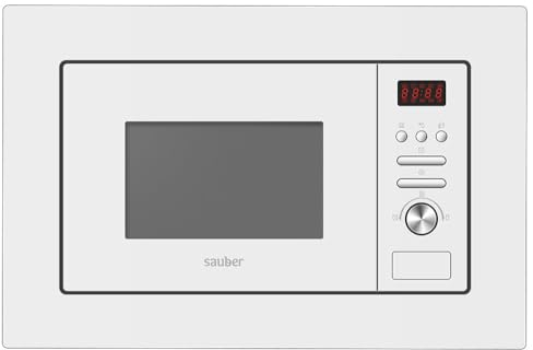 Sauber - Microondas con grill integrable SERIE 5-20W - 20 litros - Color Blanco - Display Digital - Función Descogelación - ENTREGA EN DOMICILIO