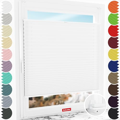 Schuette® Plissee ohne Bohren ● Premium Kollektion: White Day (Weiß) ● 90x200cm (Breite x Höhe) ● Suprafix Faltrollo X Klemmfix Rollo ● Blitzschnelle Montage inkl. Video