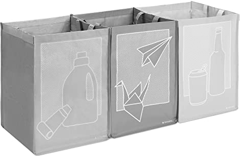 Navaris 3er Set Recycling Taschen für Glas Plastik und Papier - 3fach Mülleimer Müllsortierer - Mülltrennsystem Behälter für Mülltrennung