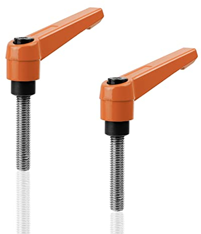 KINHARD Poignée de Levier de Serrage, 2 Pièces Orange Poignée de Serrage Réglable M8 x 40mm, Acier Inoxydable, Résistant à la Rouille, Levier de Serrage Réglable Pour Vis de Connexion et de Serrage