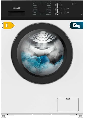 Cecotec Lavadora 6Kg Carga Frontal Bolero DressCode 620 E. 1000 RPM, Bajo Consumo, DrumClean, 15 Programas, DelayStart 0-24h, KidLock, PreLavado, Sterilization 60ºC, Programa Rápido 15'