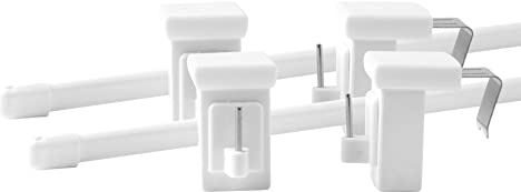 Deco-Raum Lot de 2 tringles de vitrage extensibles - Longueur 50-80 cm - Avec crochet rotatif - Pour cadre de fenêtre de 10-27 mm - Ovale - Sans perçage