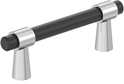 Amerock BP37385FB26 Schrankgriff, 76 mm, Schrankgriff, Schubladenzug, Küchenschrankgriff, Möbelbeschläge, Mattschwarz/poliertes Chrom
