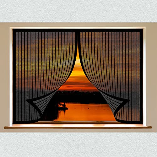 Fliegenschutzgitter Für Fenster 90 x 170 cm Insektenschutz Fenster In Verschiedenen Größen Auswählbar Magnet Fliegengitter Für Alle Universalfenster, Schwarz