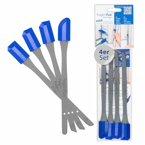 Fugenfux FUGENFUX Lot de 4 lisseurs classiques - Extracteur de joints pointe magique révolutionnaire les endroits extrêmement étroits - 4 têtes de joints spéciales - Fabriqué en Allemagne - Parfait