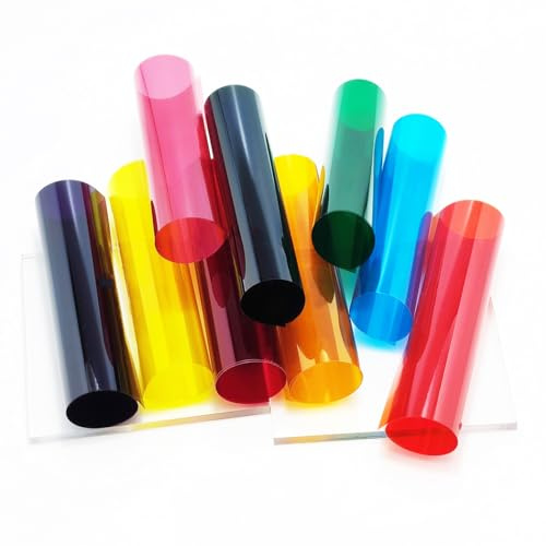 9 Sheet Transparent Decorative Window Film Transparent Film Colorful Self Adheisve Glass Window Tinting for Christmas Home Office Decoration, 5.9Inch x 11.8Inch