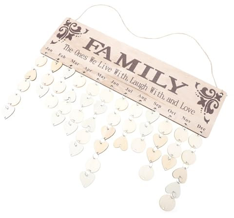 LALAFINA Diy Holz Kalenderanhänger Zum Aufhängen Familienkalender Geburtstagserinnerungstafel Hängedekoration Für Wanddeko