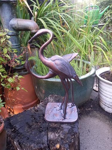 Inspirational Gifting 37cm Cast Aluminium Love Cranes Sculpture Ornament Figurine with aged bronze finish - perfect for any home or garden!
