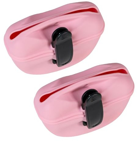 INTIRILIFE 2X Leckerlibeutel für Hunde aus Silikon in Rosa - 13 x 5 x 10.5 cm - Trainingsbeutel Tasche mit Gürtelclip für Trockenfutter Nassfutter Zubehör für Hundetraining