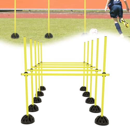 ORHEYA Agility Grid Set hoppstänger set träningsstänger smidighet hinder för konditionell träning, hobby häst hinder med 15 stänger, 10 fötter och 10 klämmor, gul