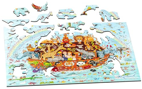 Wentworth Jigsaw Puzzle – Noah’s Ark – 50 Large Pieces – For Adults and Children - Shaped Puzzle Pieces & Themed Whimsies – Great for a Gift