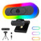 ToLuLu Streaming Webcam 2K 50FPS Web Cam, LED RGB Webcam with Microphone and Light, Autofocus Computer Camera with Cover and Tripod, Plug-Play USB Web cam for PC Desktop/MacBook Gaming Video Calling