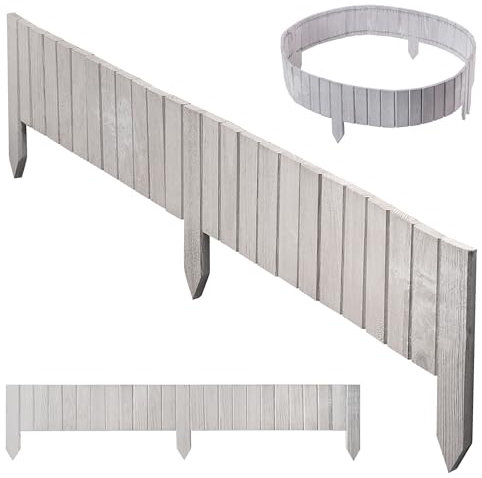 KADAX Bordo per prato in legno, 116 x 15 cm, bordatura per aiuole, recinzione in legno flessibile, recinzione da giardino, recinzione per giardino, limitazione delle aiuole flessibile, bordo
