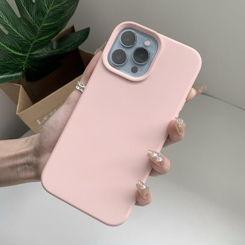 HTYTFC Custodia in silicone liquido per iPhone 13 14 15 Pro Max Custodia per iPhone 11 12 Mini X XR XS Plus Copertura completa, rosa, per iPhone 13 Mini