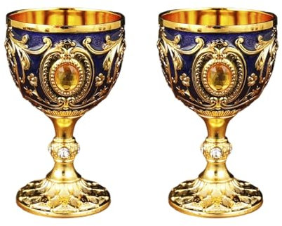 Uqezagpa 2 Stück Vintage Mittelalterlicher Kelch Trinkglas Trinkbecher Metall Wein Partyzubehör Für Sammlung Dekoration Vintage Mittelalterlicher Kelch Zum Trinken