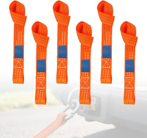 6 Stück Zurrschlaufen, Gurtschlaufen, 1000kg Arbeitslast | 43.8x3.8cm Orange Spanngurte Schlaufe für Auto, Motorrad, Ladungssicherung, Klettern