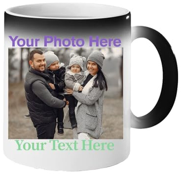 Excudo Trade LTD My Dad Rocks Magic Heat-Changing Mug – Colour-Changing Coffee Cup with Fun Hat Design Gift for Father’s Day or Dad’s Birthday - Black