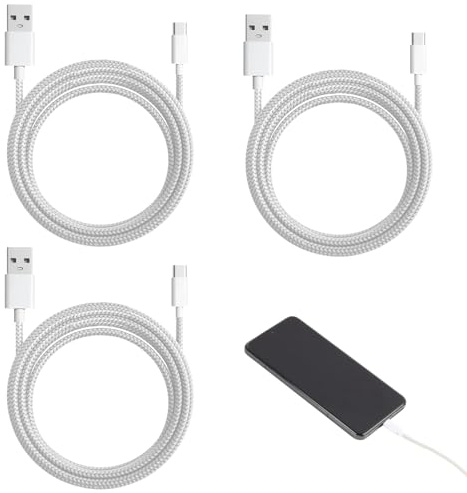 Pack De 3 Cables USB C Cortos De 50 Cm – Cables USB Tipo C De Carga Rápida 3A Y Sincronización Para Samsung Galaxy S22, S21, S20, S10, PS5 Y Otros Dispositivos – Negro Cable Usb A C