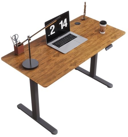 SONNI höjdjusterbart skrivbord elektriskt, 120 x 60 cm, borstlös motor med 3 minnesfunktioner, anti-kollisionssystem och kabelhantering, ståsitsbord för hemmakontor, 60 kg lastkapacitet