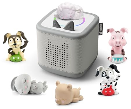 tonies Toniebox 2 Bundle Incl. 6 Schlummerbande und Lieblings-Kinderlieder, Mondgrau, Audioplayer für Hörbücher, Lieder, Einschlafen und Tonieplay für Kinder
