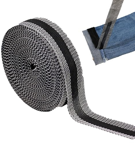SOGHO 10m Saumband Zum Aufbügeln,Saumband,Zum Aufbügeln Waschfest,Bügelband Für Vorhänge,Bügelband Hose Kürzen, Kleidung, Stoffe (Schwarz, 2,5cm Breit)