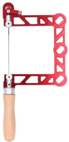 TIKATARER Mini Sierra de Calar Manual, Mango de Madera en Forma de U Cuerpo de Aleación de Aluminio para Joyería Carpintería y Metalistería Con Diseño Ergonómico (4 pulgadas)