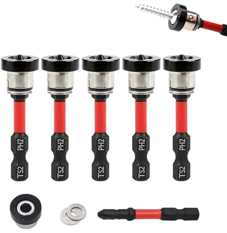 5 Piezas De Puntas Para Drywall Con Tope De Profundidad,Juego De Brocas Para Paneles De Yeso,Puntas MagnéTicas Ph2,Puntas Para Avellanar Tornillos De Montaje RáPido