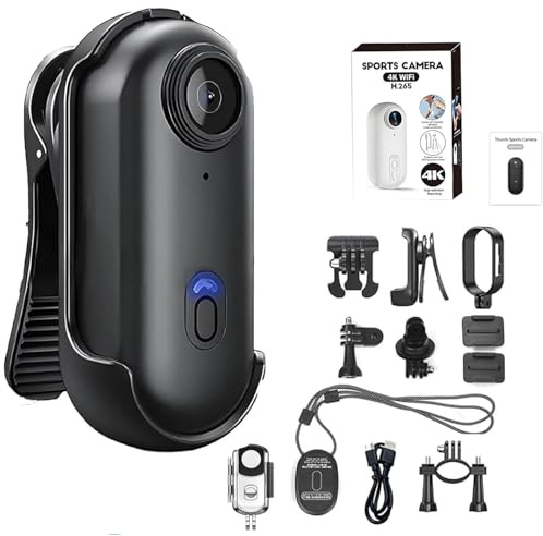 BDCPMT Fotocamera for il corpo 4K Ultra HD, videocamera for il corpo indossabile ultra grandangolare, mini fotocamere for il corpo for il corpo HD ultra grandangolare(4K-luxury)