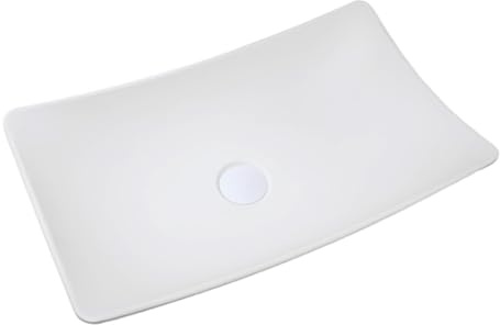 lavandino bagno Lavandino rettangolare da appoggio con scarico, 23x14 pollici, in resina di pietra, for bagno, sopra il piano lavoro (senza rubinetto)(Only white sink)