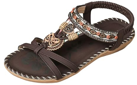 2026 Sandali da donna estivi eleganti separatori per dita dei piedi scarpe comode piatte ortopediche con plantare traspirante slingback spiaggia vacanze tempo libero, Caff, 36.5 EU