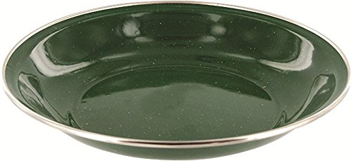 Highlander Outdoor Products Deluxe Enamel Camping Soup Plate Bowl Stainless Steel Picnic Festival Dish Picnic Green