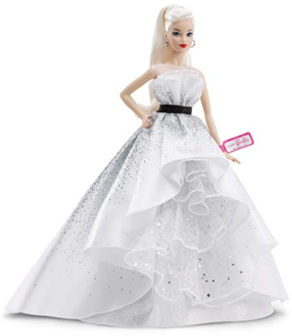 Barbie FXD88 Sammlerpuppe zum 60. Jubiläum, ca. 30 cm groß, blond, mit einem Kleid und einem Armband, die einem Diamanten nachempfunden sind