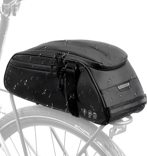 WOTOW Waterproof Rear Bike Rack Bag, Reflective Bike Storage Saddle Bag for Bicycles Rear Rack, 8L Panniers Bike Ebike Trunk Bag Cycling Pounch for Travel Commute